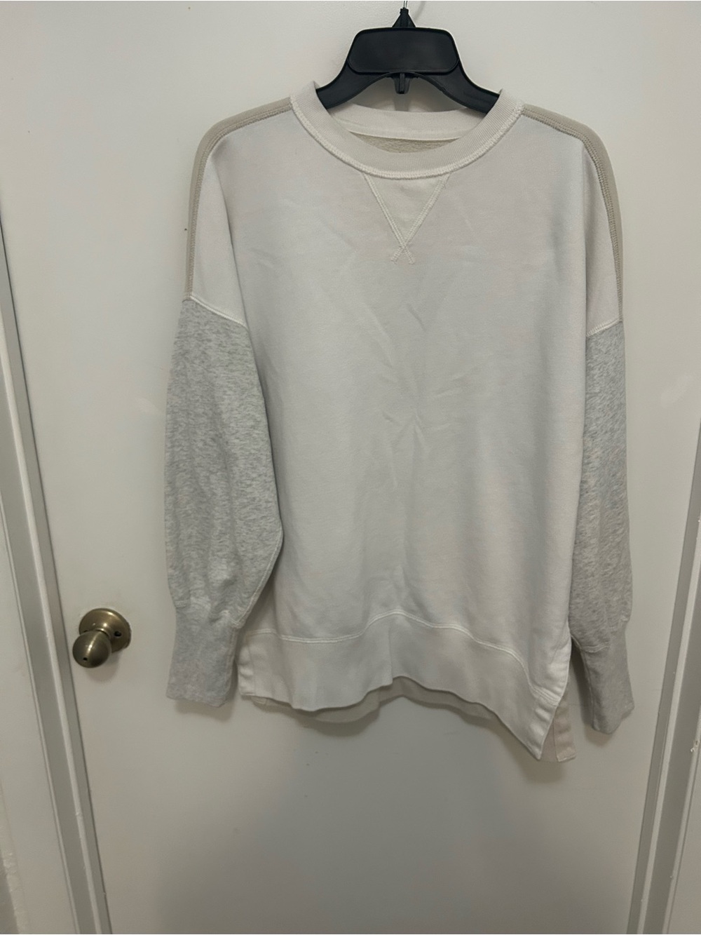 Abercrombie & Fitch Two-Tone Crewneck Sweatshirt in White and Light Gray